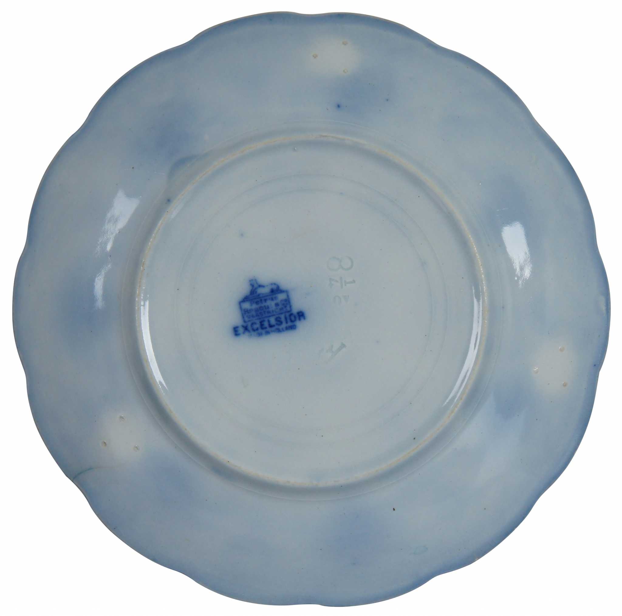 Antique Petrus Regout Maastricht Excelsior Flow Blue Plate Delft Holland