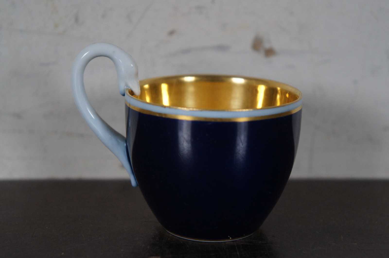 Antique Meissen Cobalt Blue Gold Porcelain Demitasse Tea Coffee Cup