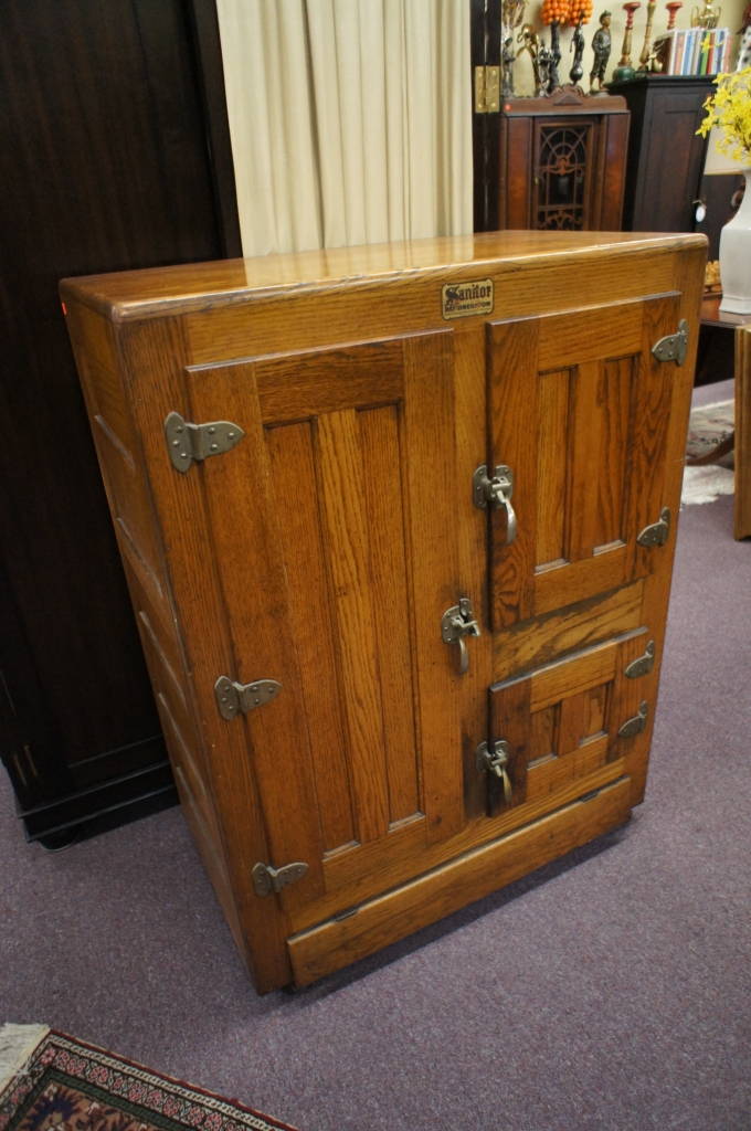 Antique Bohn Sanitor Refrigerator Solid Oak Ice Box Bar Cooler Original ...