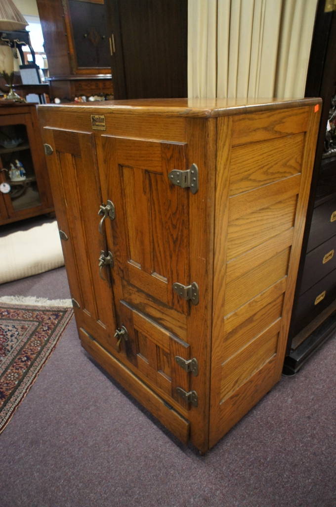 Antique Bohn Sanitor Refrigerator Solid Oak Ice Box Bar Cooler Original 