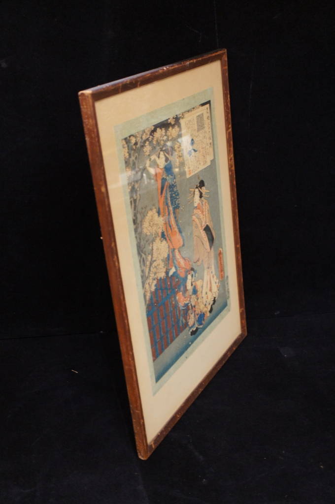 Rare Toyokuni 1810-1836 Original Woodblock Print Girls In Cherry Garden ...