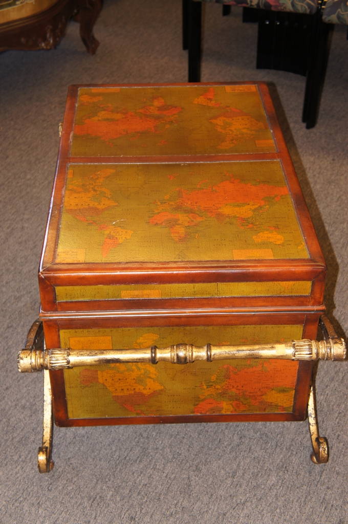 Butler Specialty Company Vasco Old World Map Wood Trunk Table