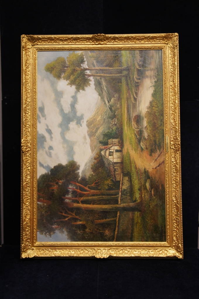 Thomas Manning Moore Signed 19th C. Oil Canvas Cottage Landscape ...