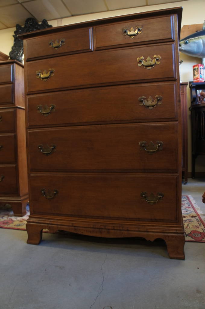 Heywood Wakefield Solid Maple Tallboy Dresser Cinnamon Early American 6 ...