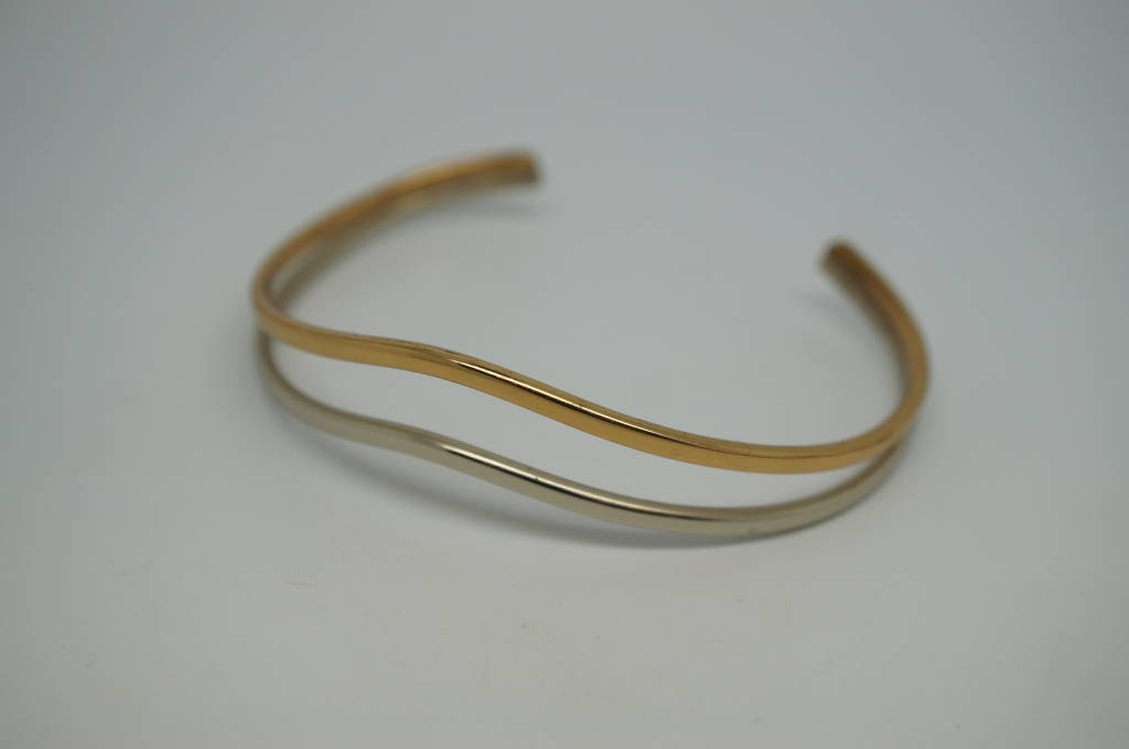 Sergio Lub Signed California Two Tone Bangle Bracelet Silver Gold Cuff ...