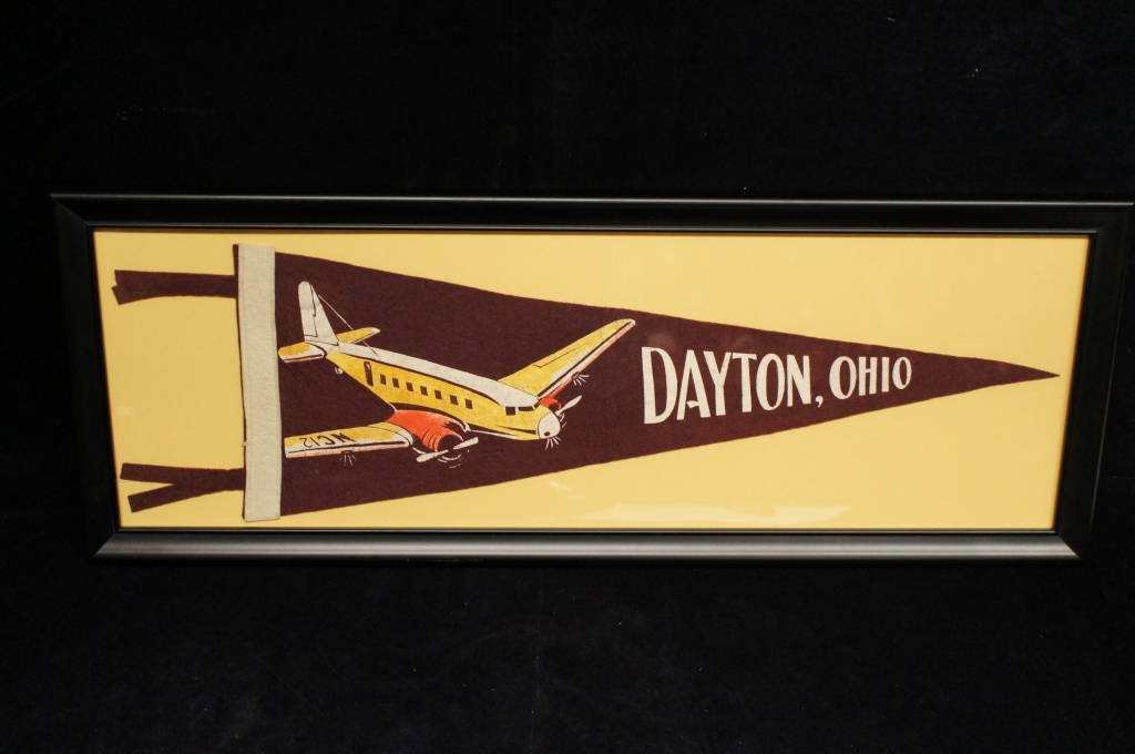 Dayton Ohio Airplane Aviation Pennant Framed First In Flight Propellor 