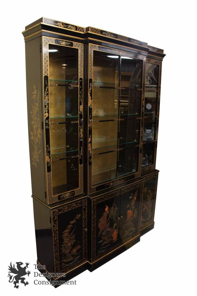 Et Cetera by Drexel Asian China Display Cabinet Black Lacquer Style ...