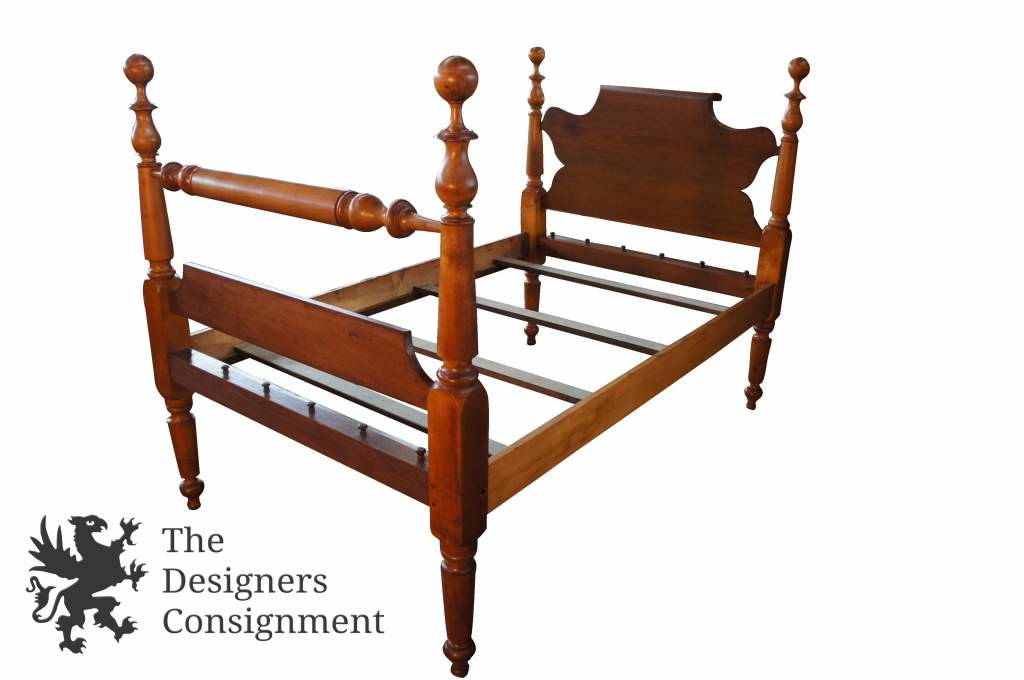 Antique Early American Federal Style Solid Walnut Full Size Rope Bed 4 ...