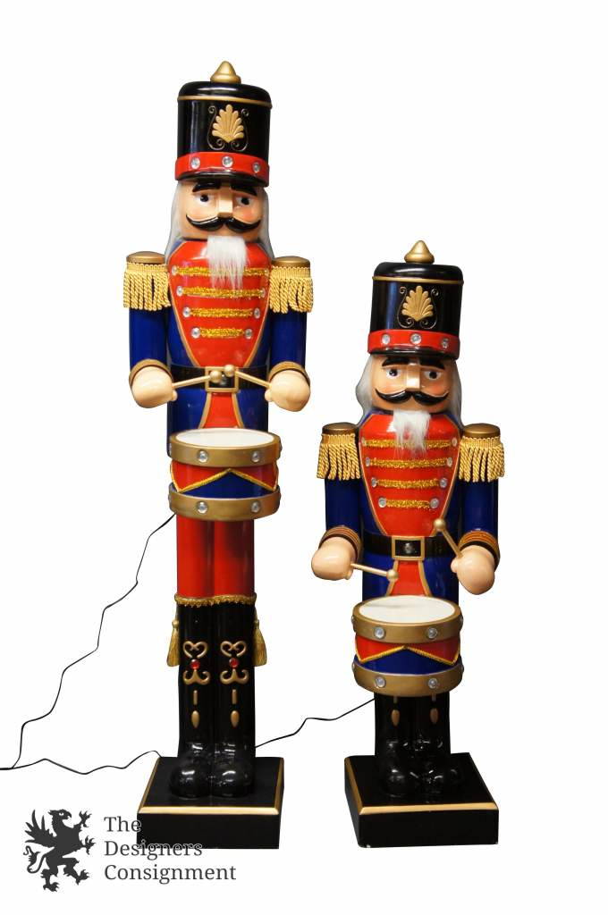 2 Animatronic Frontgate Nutcracker Drummer Figures Movement Lights