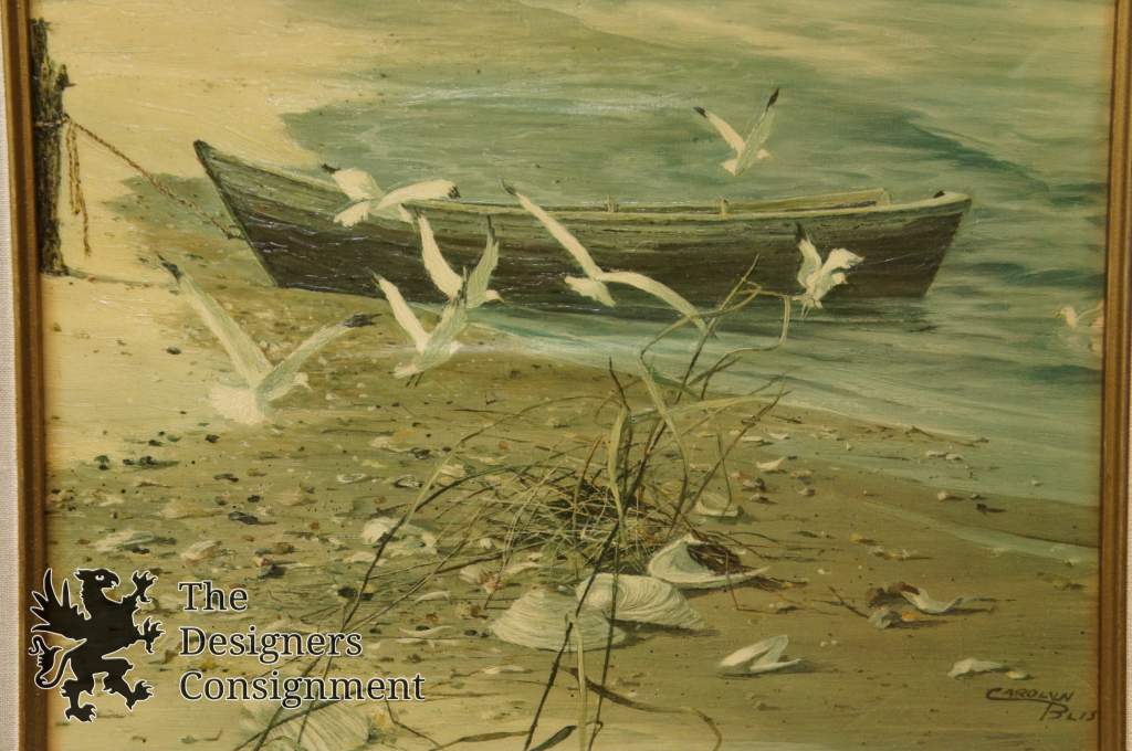 Original Carolyn Blish Realist Oil Painting Seascape Beach Row Boat Sea   Dsc04305 