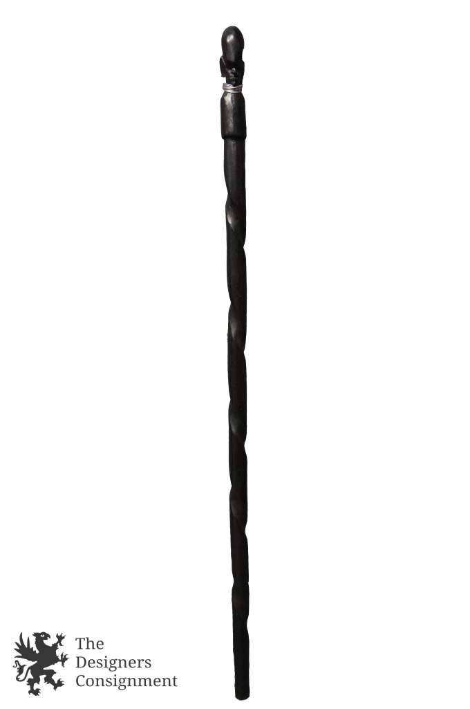 Vintage Ebony Carved African Figural Knob Spiral Wooden Cane Walking Stick 8443