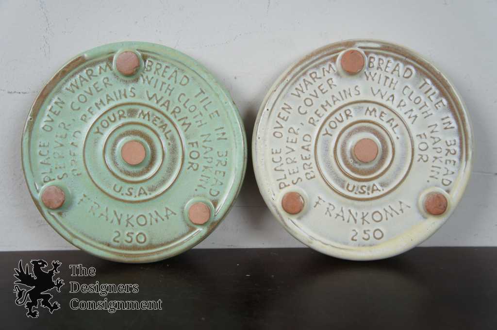 2 Vintage Frankoma Pottery 250 Bread Warmer Oven Stone Trivet Hot Plate ...