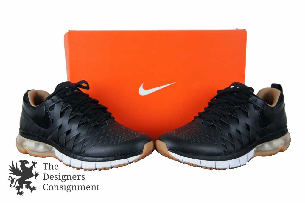 Nike Mens Fingertrap Premium Black Leather Sneakers 653987-021 Shoes SZ 10.5