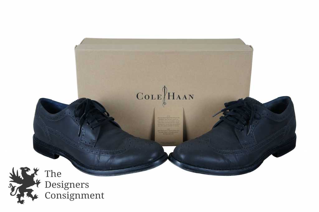 Cole Haan Cooper Square Wingtip Reflective Black Leather Oxford