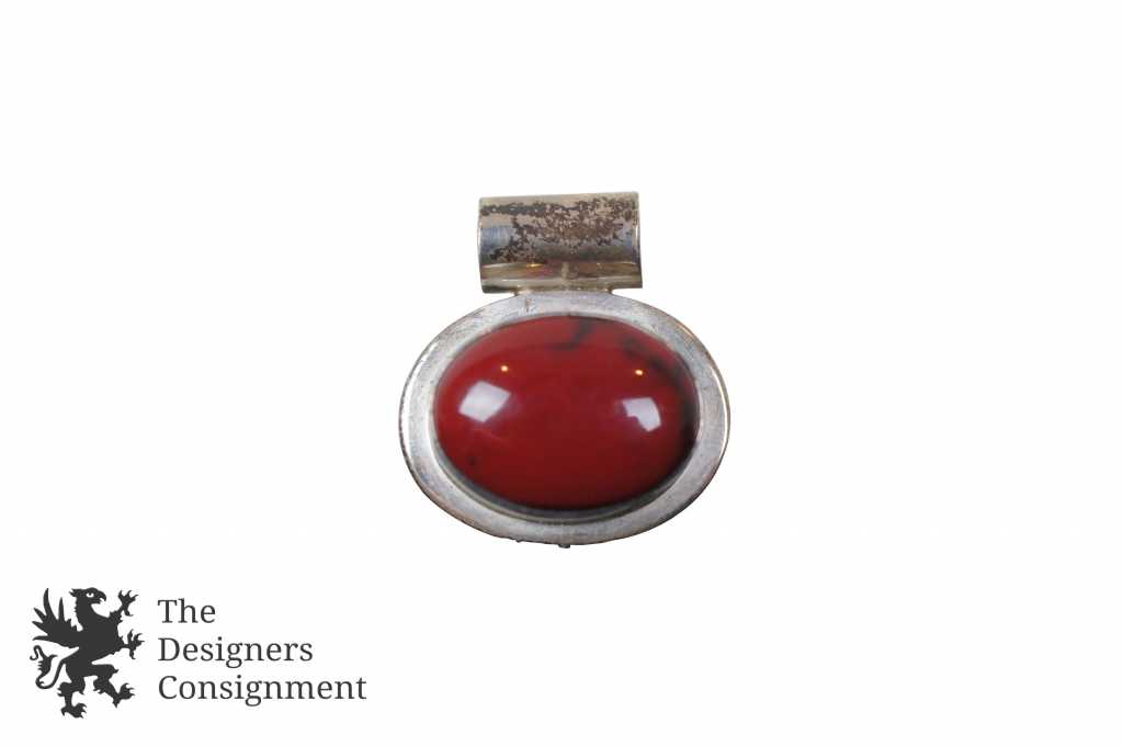 Antique Rare Ottoman Sterling Silver Pendant with Natural 16 Red Coral stones 