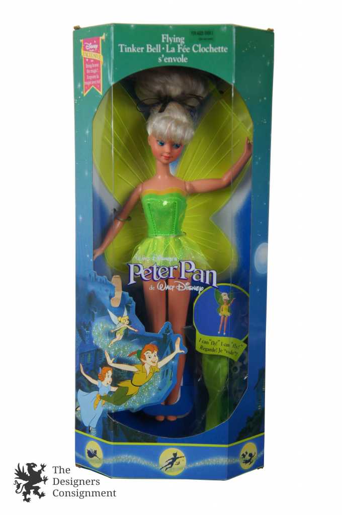 Euro Disney Mattel Flying Peter Pan & Tinkerbell Doll Action Figure Orig  Pkg 93'