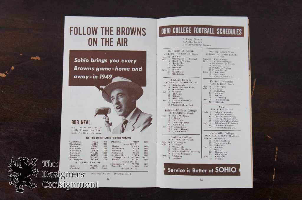 1949 Paul Brown's Sohio Football Handbook - Cleveland Browns Roster,  Schedules