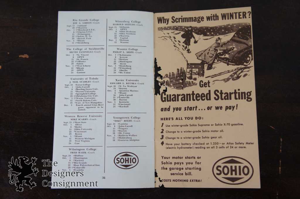 1949 Paul Brown's Sohio Football Handbook - Cleveland Browns Roster,  Schedules