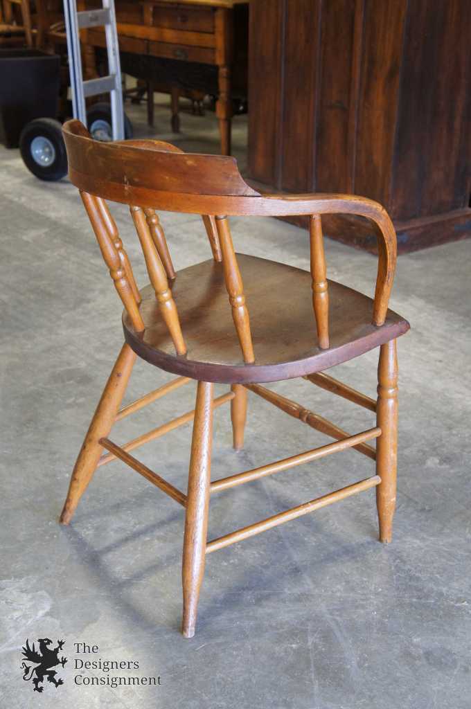 3 Early American Primitive Antique Barrel Back Oak Saloon Pub Caboose ...