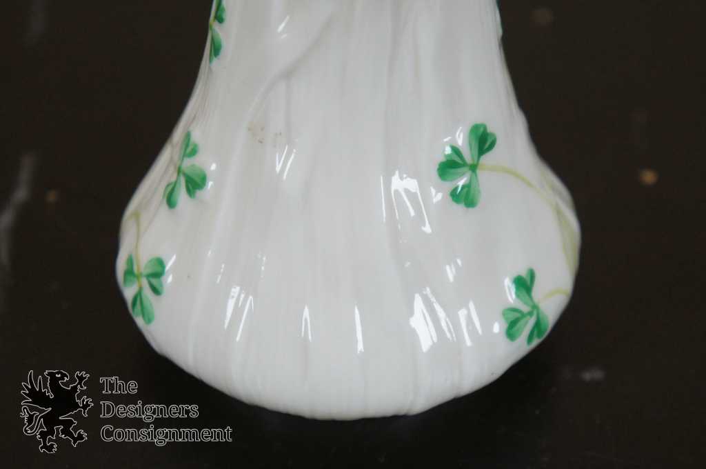 Vintage Belleek Shamrock Clover Bud Vase Fermanagh Ireland No 0857