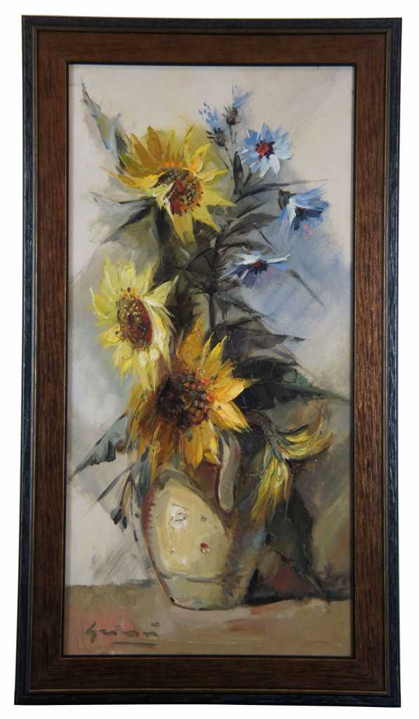 Sunflowers by Beppe Grimani (1911-1998) Impressionist Oil Still Life ...
