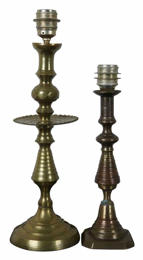 2 Antique Brass Converted Beehive Candlestick Table Lamps German European  Plug