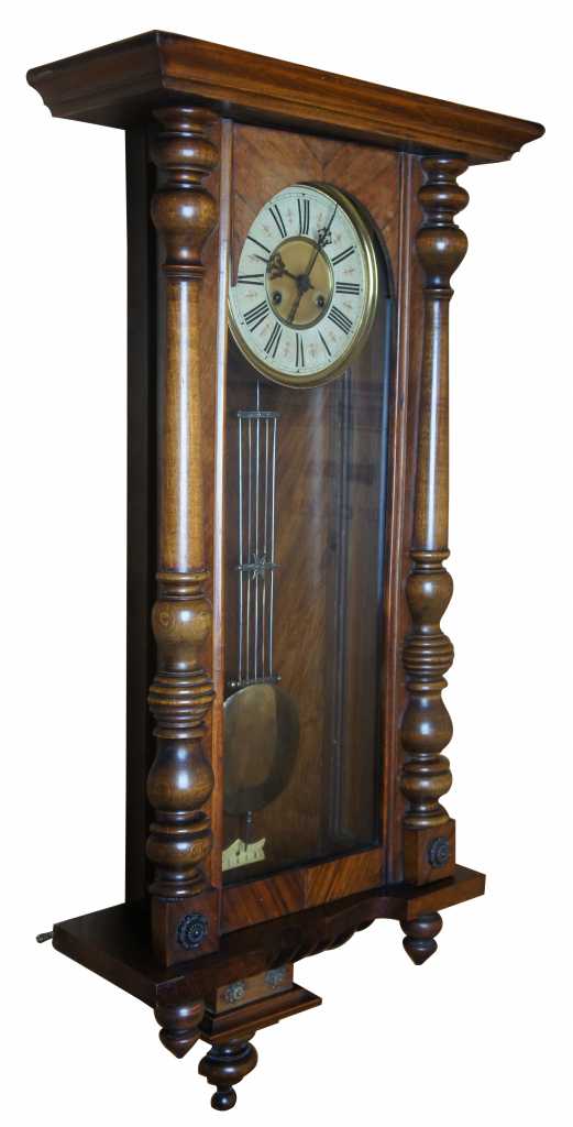 Antique DRGM German Wall Clock Mahogany Deutsches Reich Gebrauchmuster