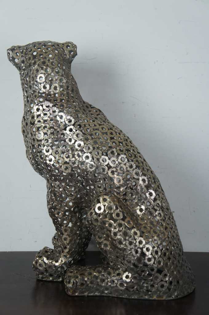 Artmax Metal Sculpture Seated Panther Leopard Big Cat 2891-TT Modern ...