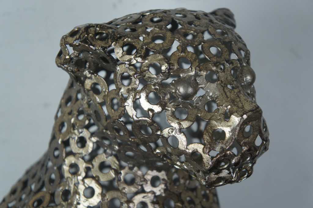 Artmax Metal Sculpture Seated Panther Leopard Big Cat 2891-TT Modern ...