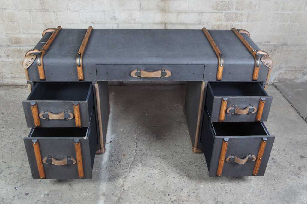 Richard's Trunk Desk Restoration Hardware Charcoal Canvas Luggage Steam  Modern