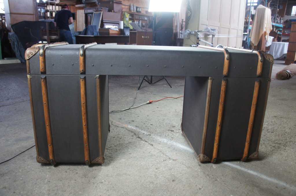 Richard's Trunk Desk Restoration Hardware Charcoal Canvas Luggage Steam  Modern