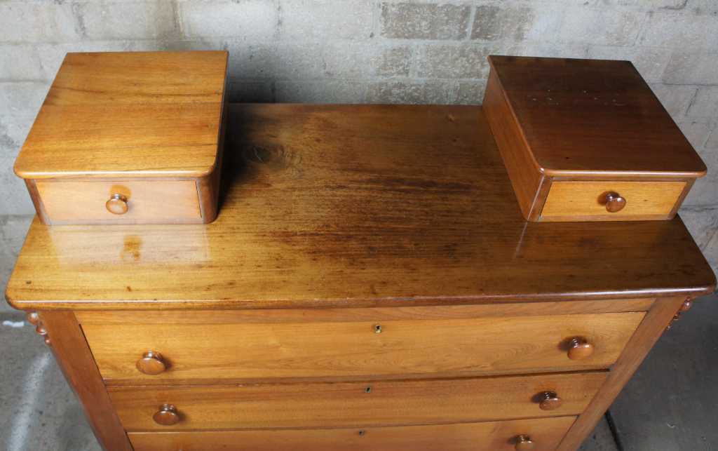 Antique Victorian Walnut Dresser Step Back Chest Glove Box Drawers Arts