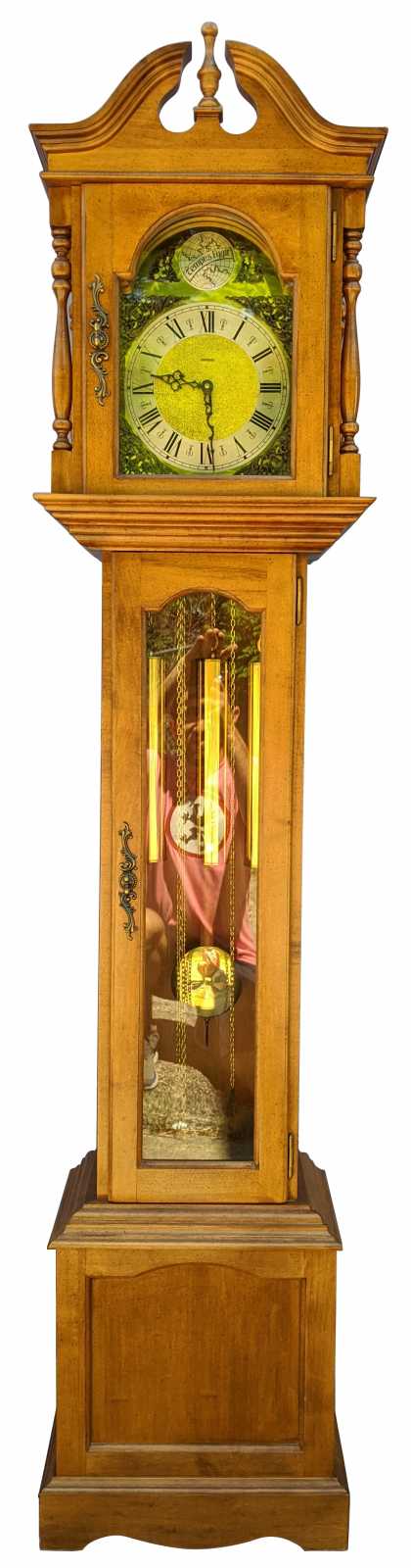 Emperor Clock Company Tempus Fugit Grandfather Grandmother Hall Clock Walnut 0740