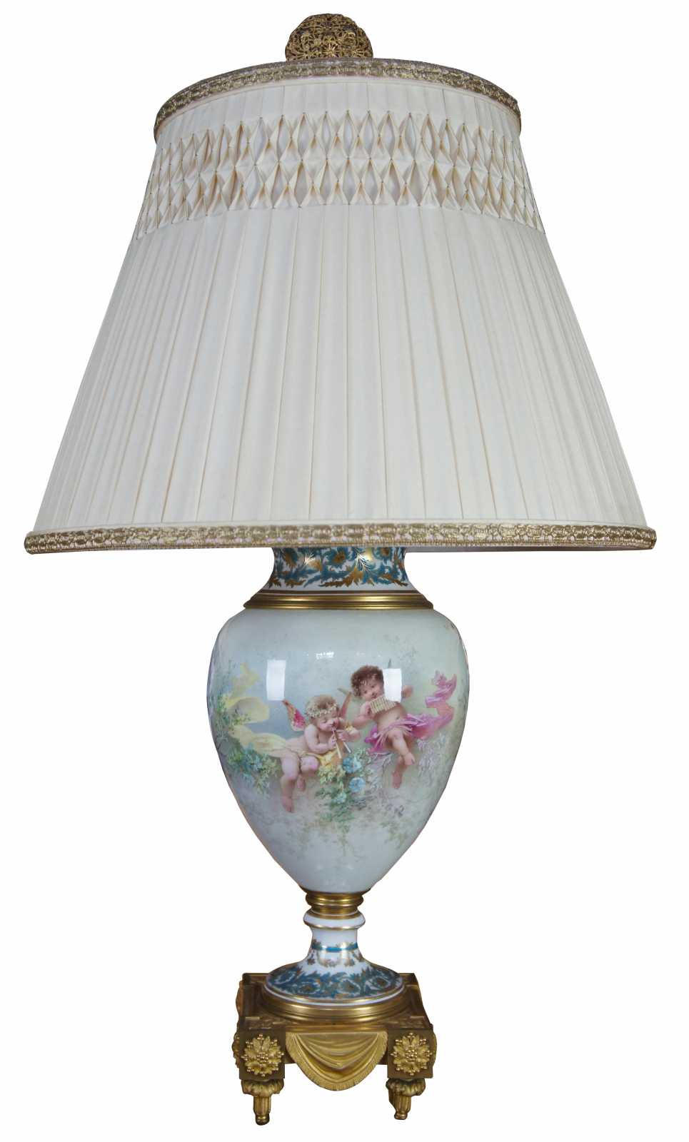 1890s Sevres Table Lamp French Louis XVI Painted by Charles Labarre