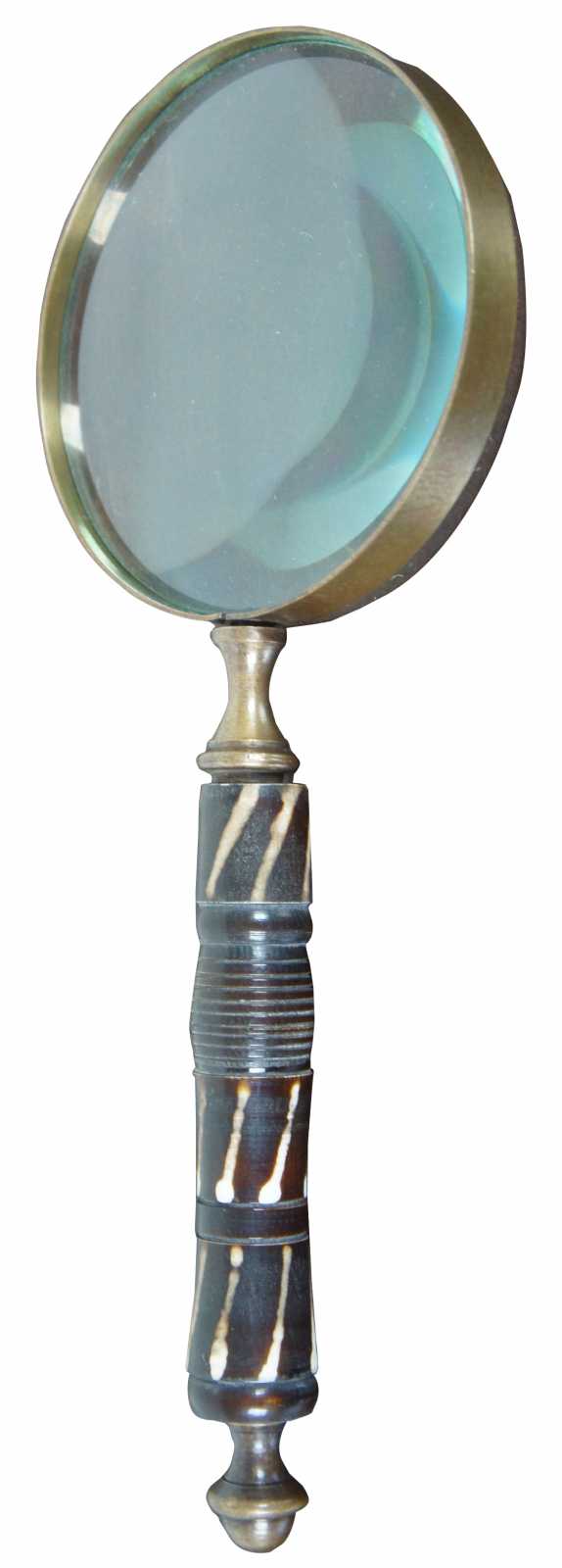 Vintage Two Tone Wood Handle & Brass Magnifying Glass