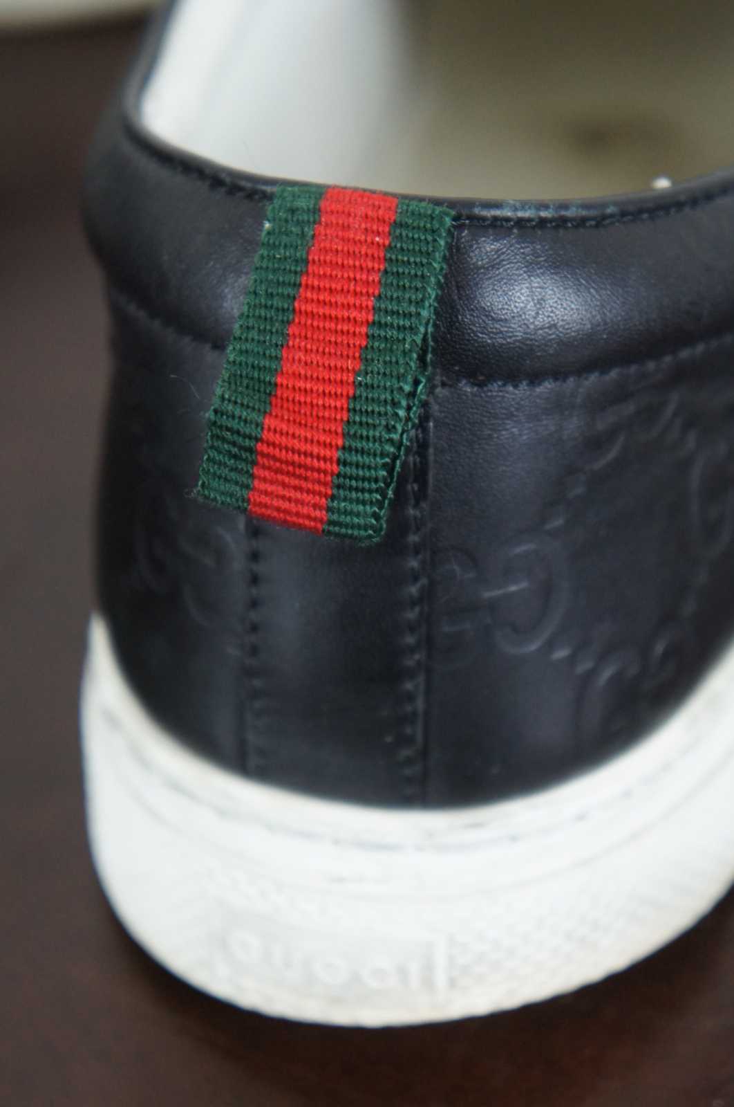 Gucci Signature Monogram Mens 407364 Leather Slip On Sneaker US 9