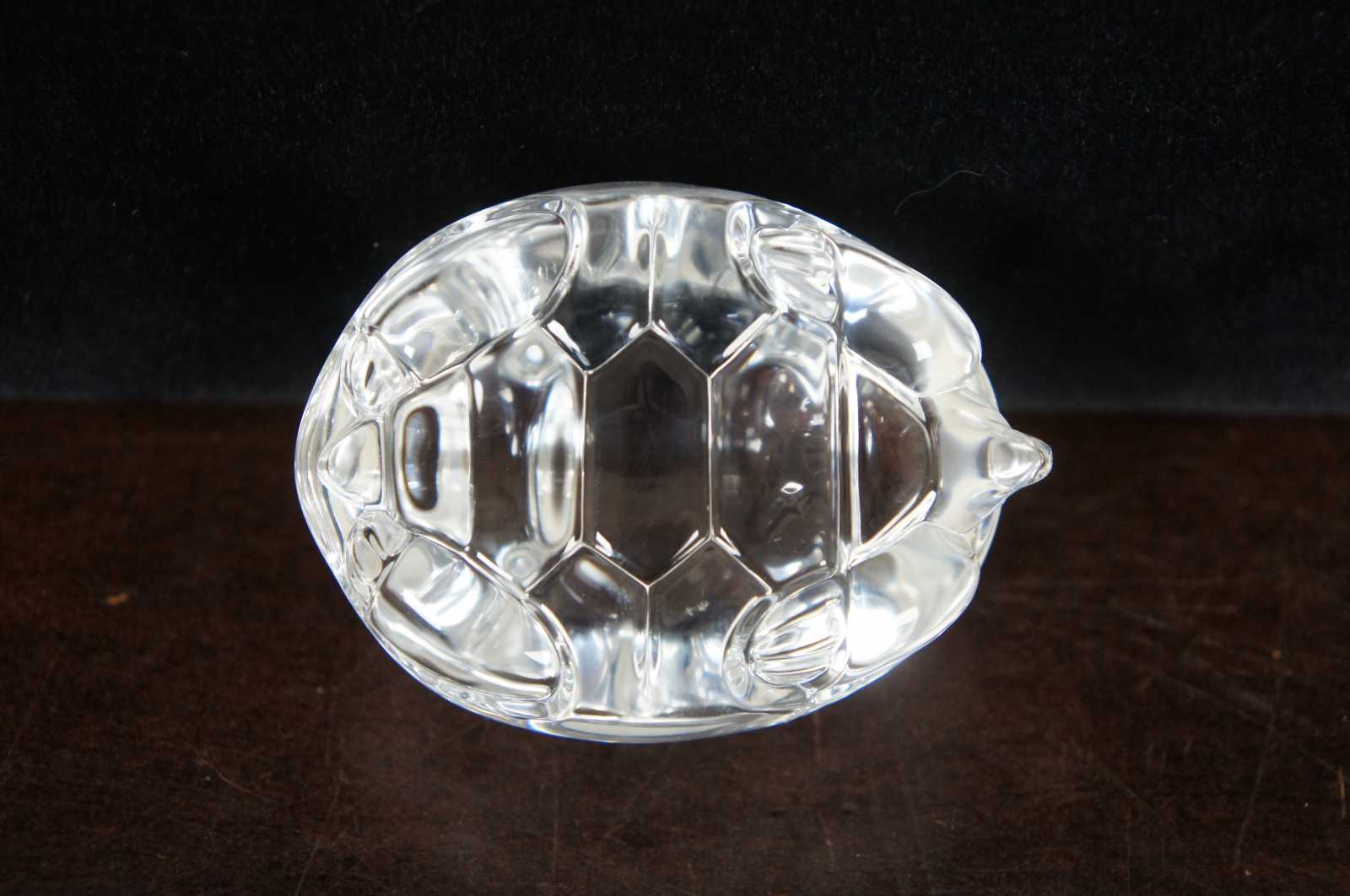 Steuben Glass Crystal Turtle Hand Cooler Paperweight Figurine w Box