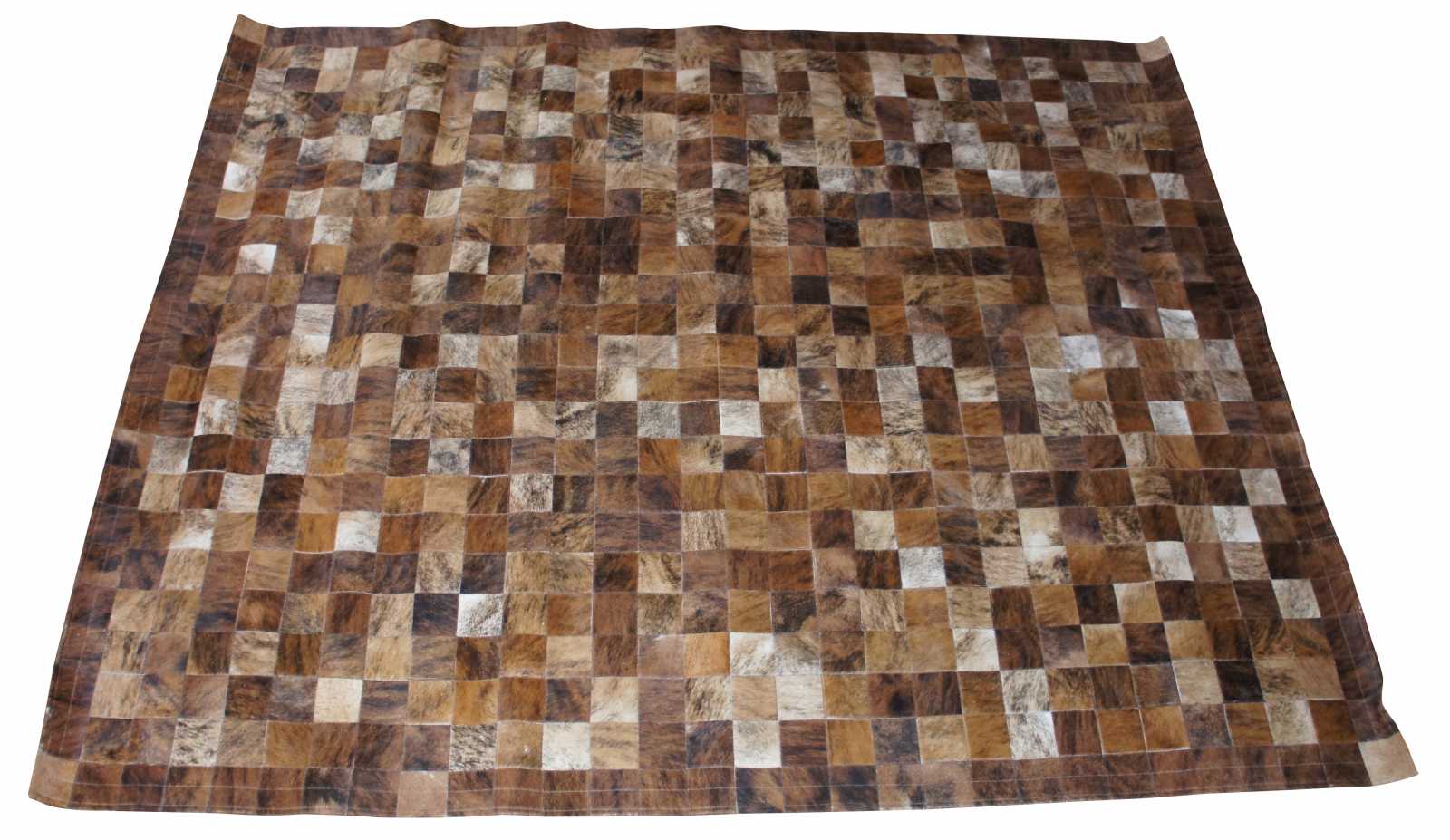 Vintage Geometric Patchwork Cowhide Leather Rectangular Carpet Area Rug