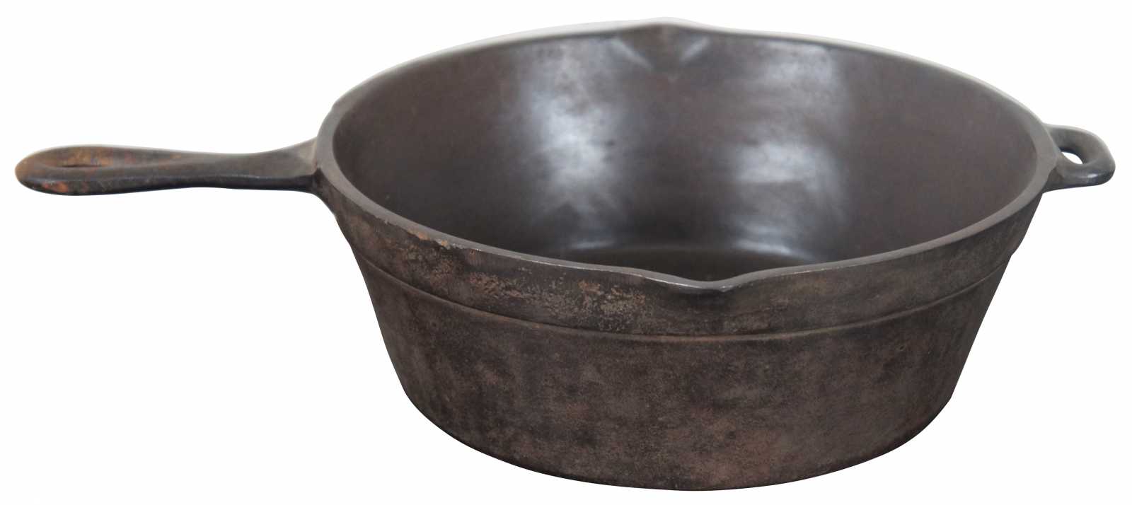 Vintage Unmarked Cast Iron Deep Fry Pan Cooking Pot Handled 16