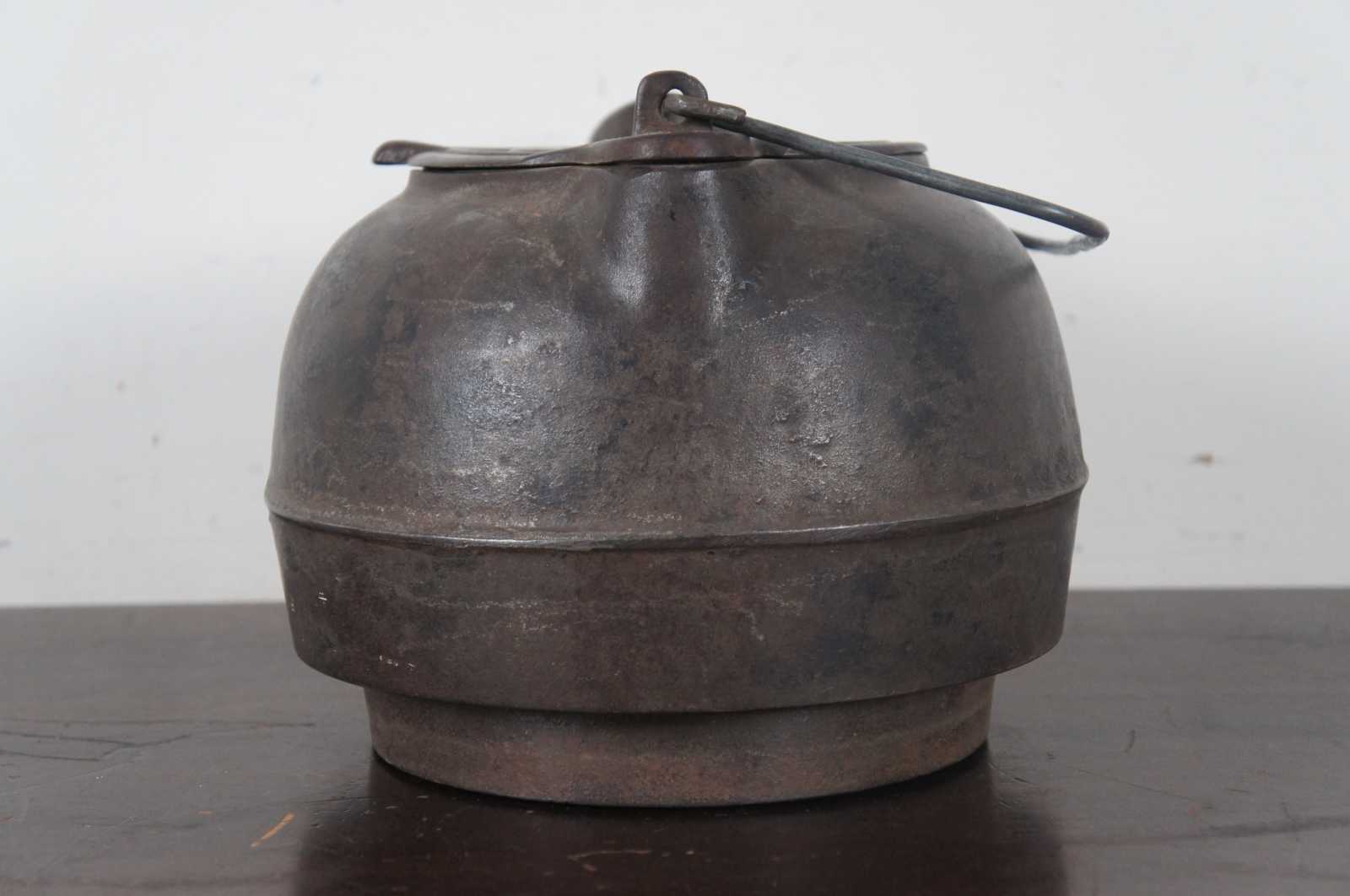 Vintage Cast Iron Tea Kettle, Coffee Pot Large, Swivel Lid, Bird Spout  8x8x11”