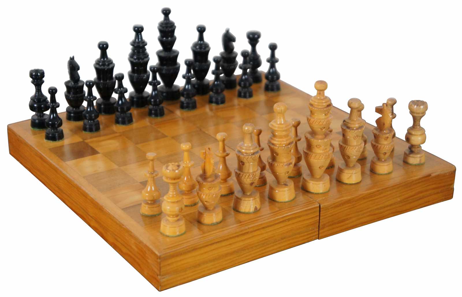 Vintage Wooden Travel Chess Set