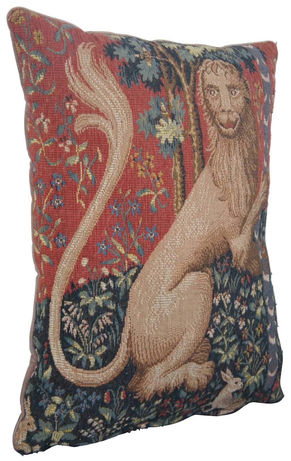 CJC Medieval Tapestry Needlepoint Tapestry Down Fill Throw Pillow Lion   Dsc02152 