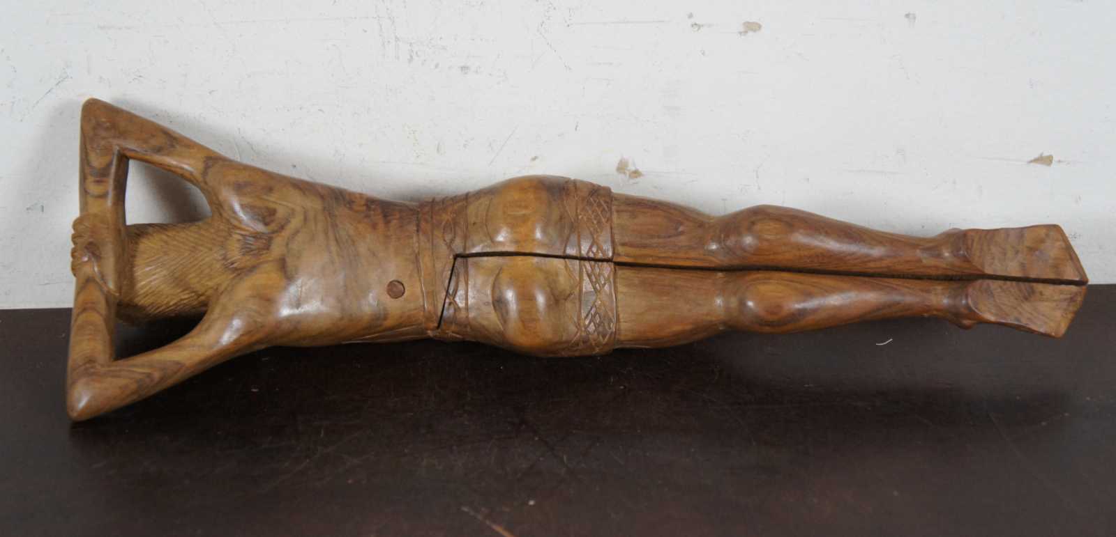 Vintage Polynesian Carved Wood Nutcracker Folk Art Tribal Figure Female Nude  13