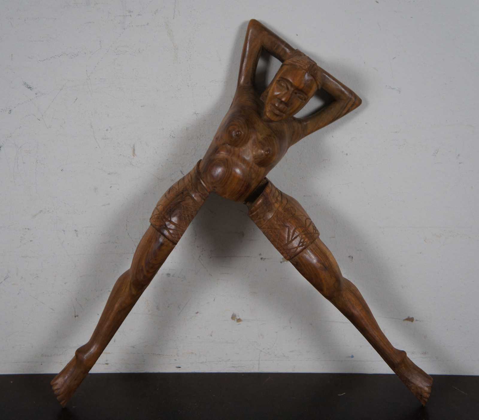 Vintage Polynesian Carved Wood Nutcracker Folk Art Tribal Figure Female Nude  13