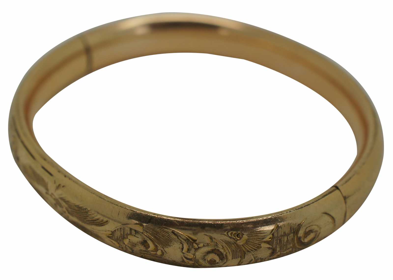 B. A. Ballou & Co Antique Gold Plated Engraved Floral Hinged Bangle ...