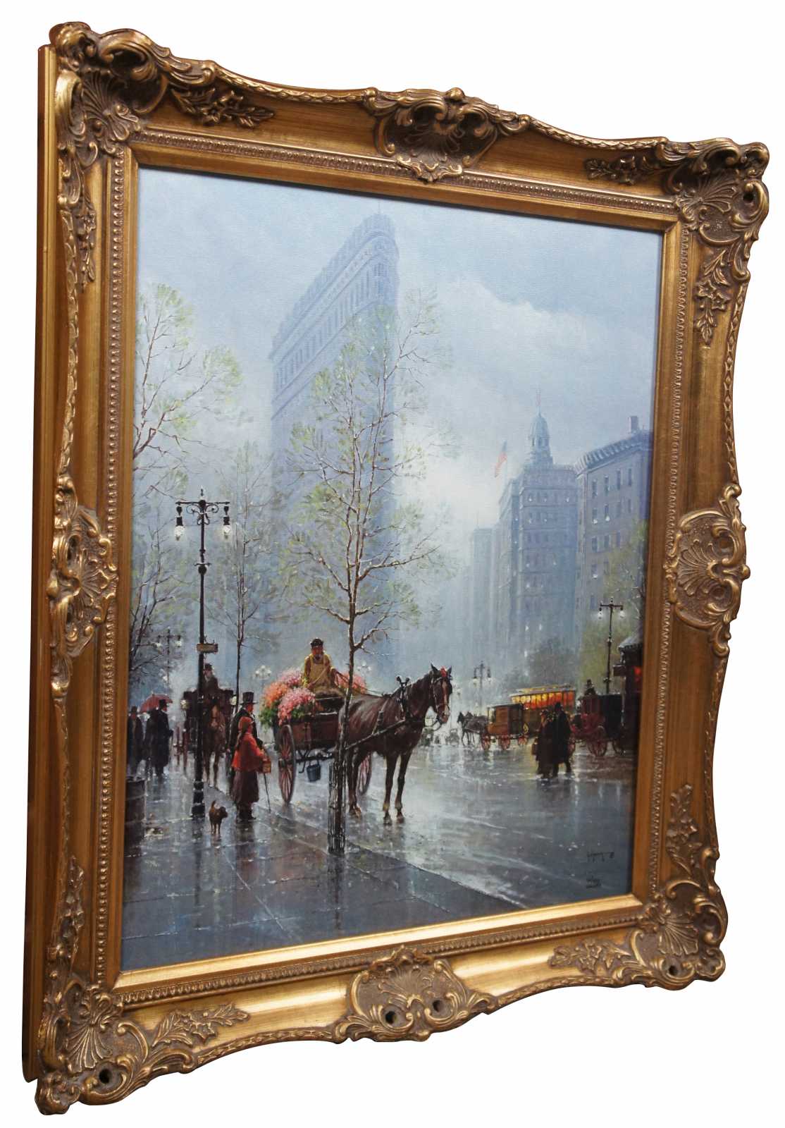 Vintage G. Harvey Springtime in New York Mastergraphics Print on Canvas 30