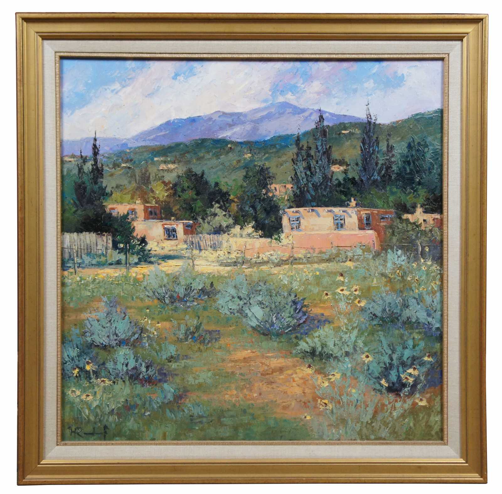 Original Signed Oil Painting on Canvas Southwestern Landscape Adobe ...