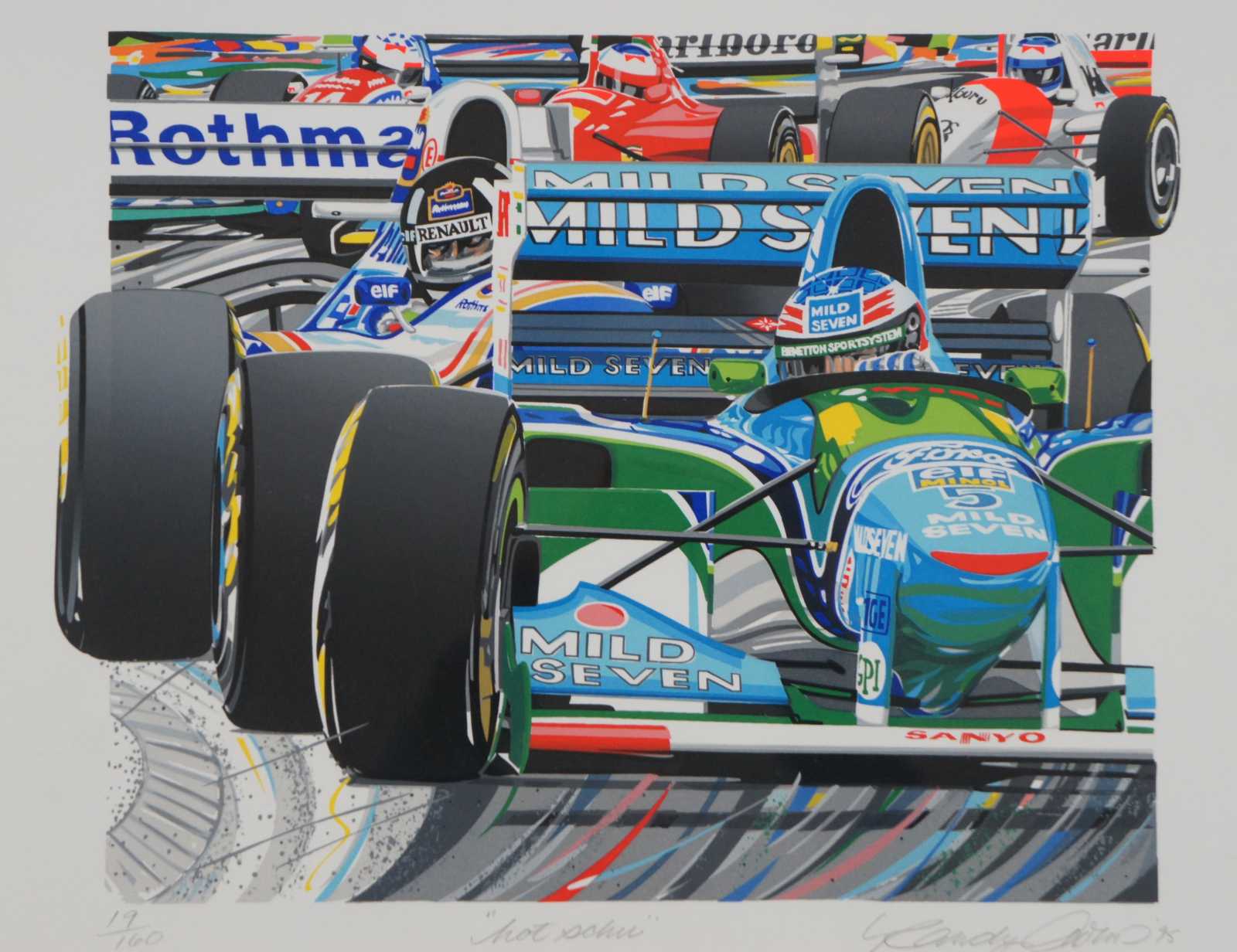 Hot Schu Randy Owens Limited Edition Signed Serigraph Print Racing 19