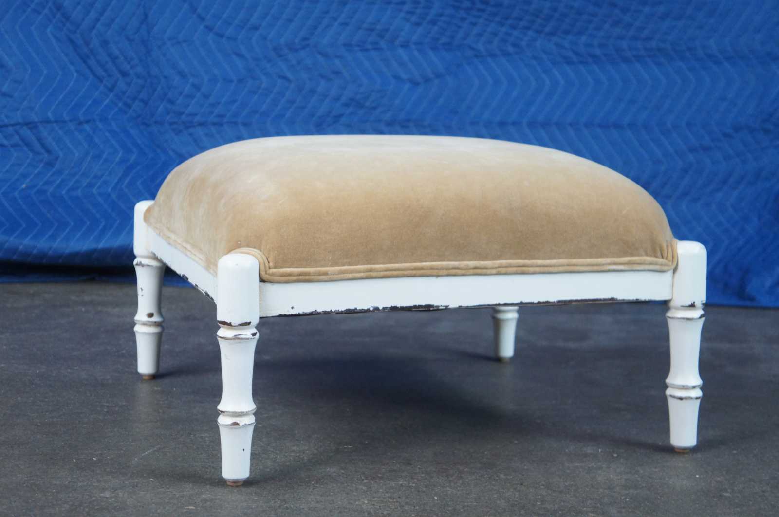 Ballard Designs Suede Foot Rest Stool Ottoman Pouf Bench Seat Square