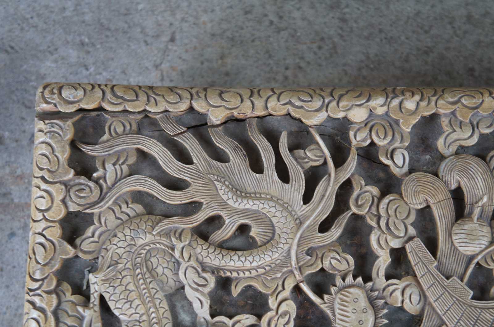 Antique Chinese Chinoiserie Carved Dragon High Relief Camphor Chest ...